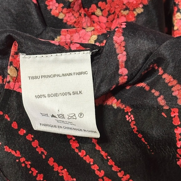 NWT Vanessa Bruno Silk A-Line Mini Dress Large Black Red US10 FR42 Pleated - Picture 6 of 6